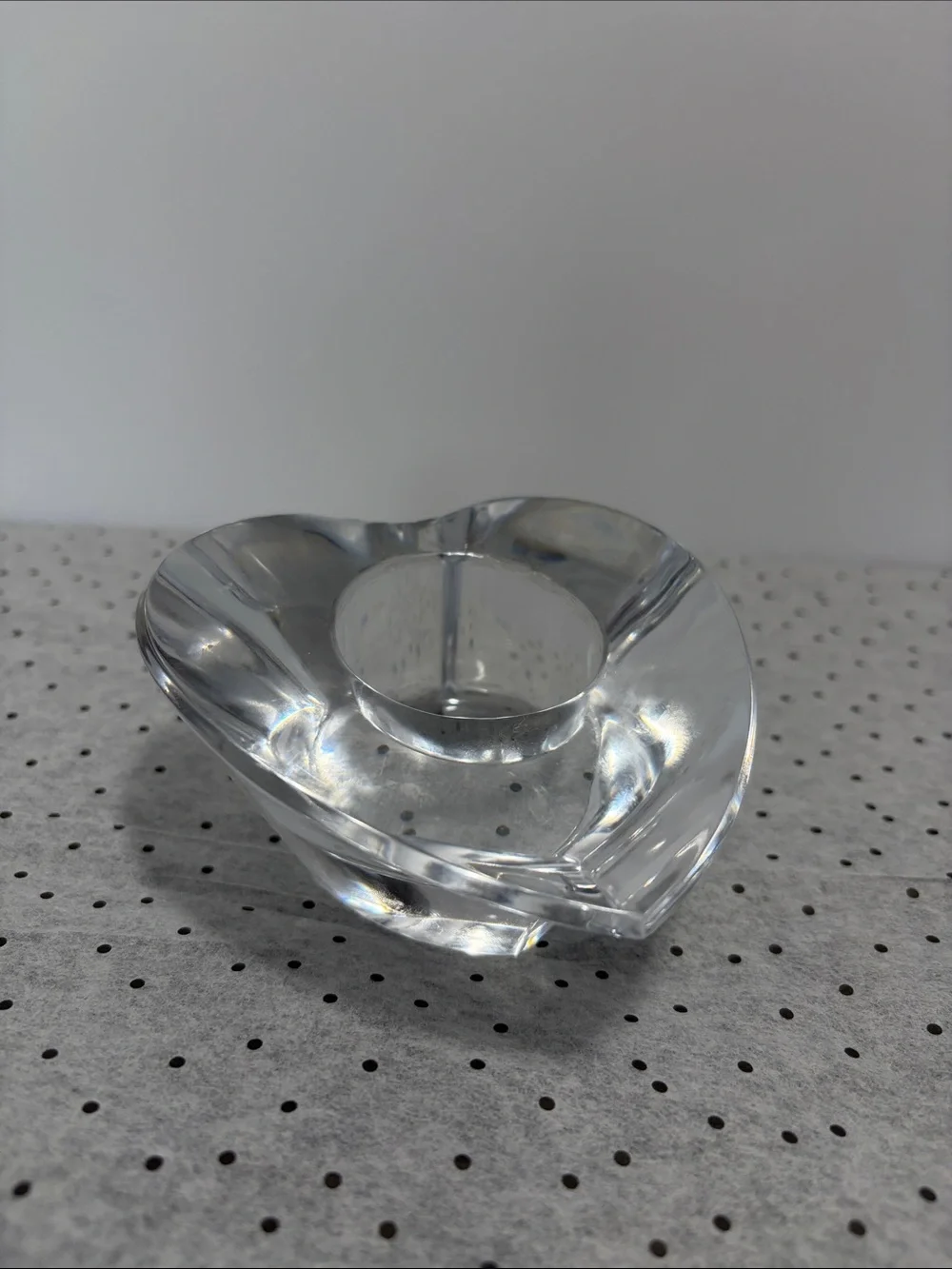 Clear Heart-Shaped crystal Glass Votive Candle Holder by Miller Rogaska signed